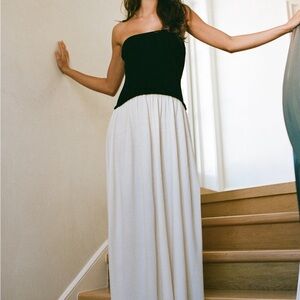 Viral Soglio Solid & Stripe Strapless Maxi Dress